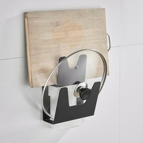Aluminum Kitchen Pot Lid Holder with Drainer Cutting Chopping Board Storage Rack Hanging Shelf Drying Organizer