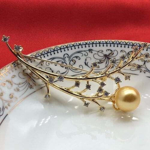 Tree brooch lady yellow pearl zircon brooch wedding fashion brooch gift scarf women Zircon brooch