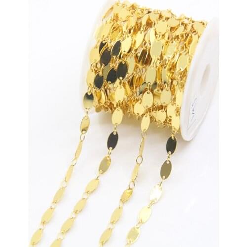 5Meter Plated Gold Oval Shaped Copper Rosary Chain,Brass Metal Handmade Chain Chokers DIY Necklace Accessorie Jewelry Findings