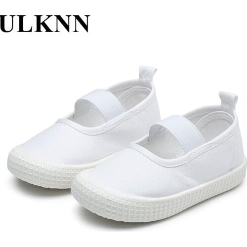 ULKNN 2021 Childrens Canvas Shoes Small Baby Kindergarten Indoor Shoes Boys and Girls Set Foot Cloth Elastic White Shoes Unisex