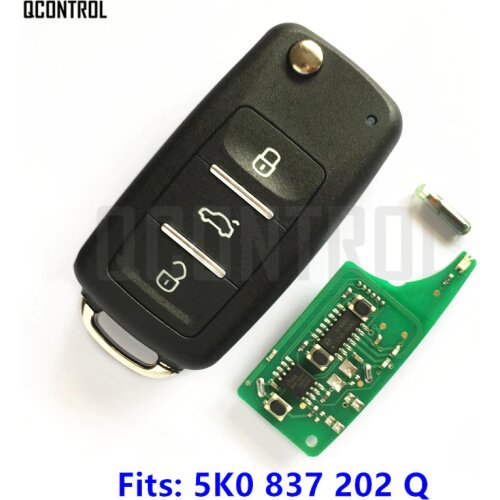 QCONTROL 3BT Remote Car Key 434MHz for VW/VOLKSWAGEN Beetle/Caddy/Eos/Golf/Jetta/Polo/Scirocco/Tiguan/Touran ID48 Chip