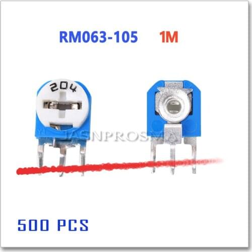 JASNPROSMA RM063 1M 105 WH06 Trimpot Trimmer Potentiometer Variable Resistor OHM blue white Vertical 3pin