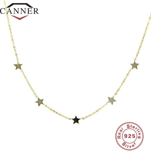 Simple INS 925 Sterling Silver Choker Gold Silver Chain Star Pendant Short Necklaces For Women Charming Zircon Necklace Jewelry