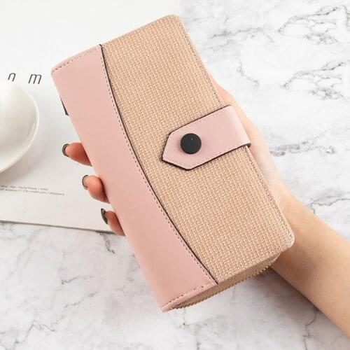 Wallet Women Fashion Solid Color Zipper Hasp Multifunction Coin Purses Female Multi-card Wallet Card Holder Ladies Phone Bag