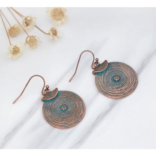 Round large Earrings Bohemian Bronze circle Vintage ethnic for Women accessories 2019 Party Long drop Earrings Boho Jewelry