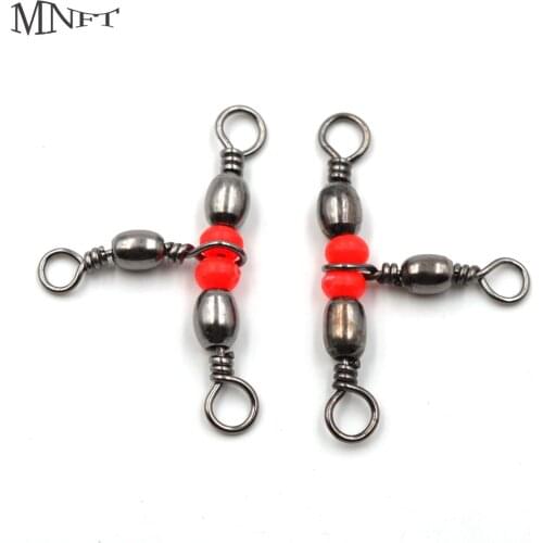 MNFT 10Pcs Triple Swivels Bearing Connector Solid Ring Fishing Beads 11sizes T-Shape Swivel Ring Fishhook Lure Line Connector