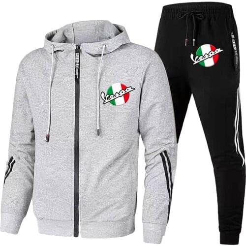 2021 mens running two-piece set triple bar mens zipper cardigan jockstrap pants casual wear autumn/winter jogging suit