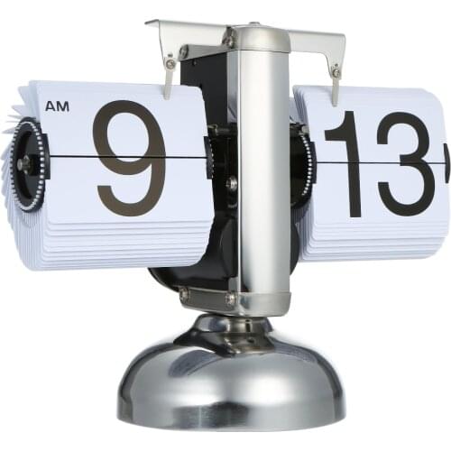 2 Color Small Scale Table Clock Retro Flip Over Clock Stainless Steel Flip Internal Gear Operated Quartz Clock Table Desk Clock