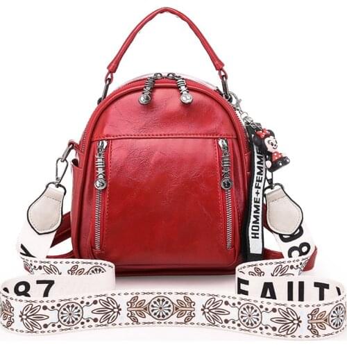 Aiboduo New 2020 Female Backpack Korean Retro Women Backpack High-capacity Women Bag Soft PU Wide Shoulder Belt Knapsack