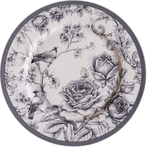 MIDOSHARK Rose Flower and Bird Series Bone China Dinner Plate Home serving dishes