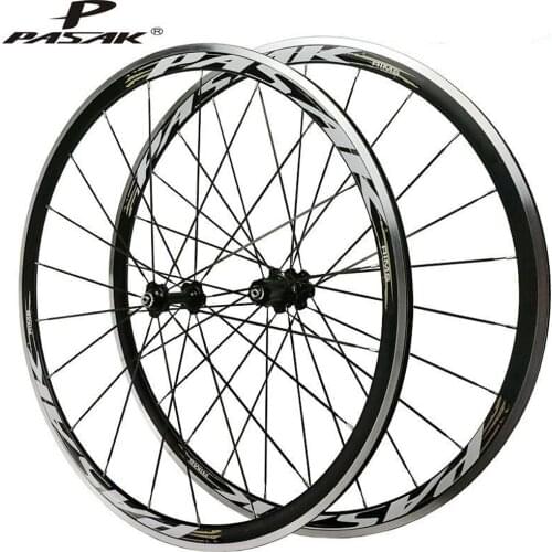Pasak 700c Wheelset Road Bike Wheels V Brake Flat Spokes Sealed Bearing 20H 24H Front 9*100mm Rear 9*130mm Double -deck Rim 30mm