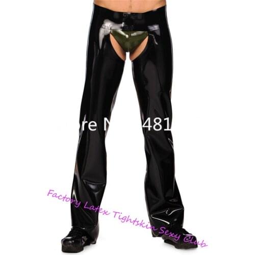 Nature Hand Made Latex Chaps Legs Zippers Pants Latex Long Trousers With Underwear Breifs Custom Made
