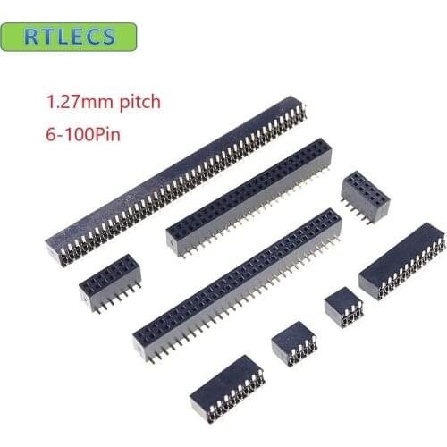 100 pcs 0.050" 1.27 mm Receptacle Socket Female PCB Header 6 8 10 12 14 16 20 24 26 30 40 50 60 80 100 Pin Surface Mount 2 Rows
