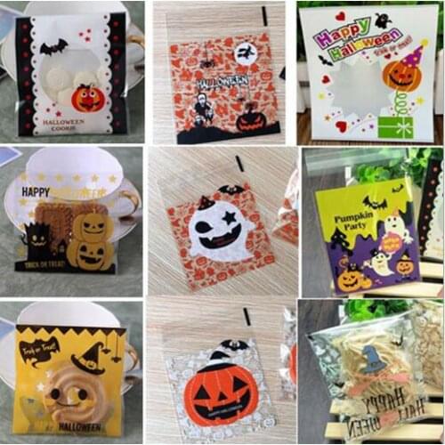 Party Favors Halloween Candy Biscuit Bread Bag Self-adhesive Plastic Bag Biscuits Snacks Baking Packaging