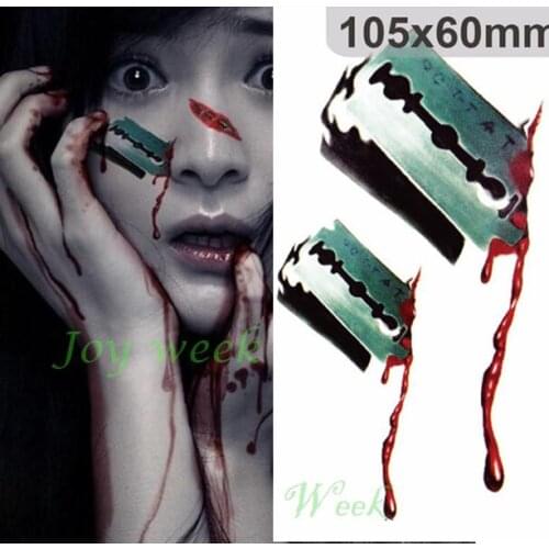 Waterproof Temporary tattoo sticker 3D blade wound tattos Halloween tatto flash tatoo fake tattoos for men girl women