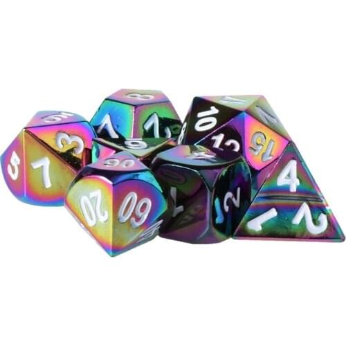 High Quality 7Pcs Rainbow Metal Polyhedral Role Playing Game Dice DND RPG MTG