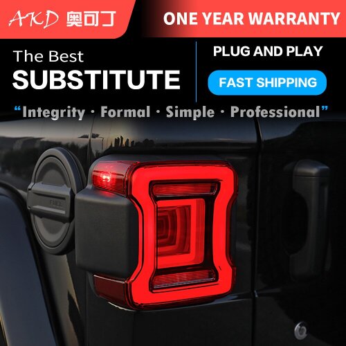 2 PCS AKD Car Tail Lights Parts For Jeep Wrangler 2008-2021 Taillights Rear Lamp LED Signal Reversing Parking FACELIFT