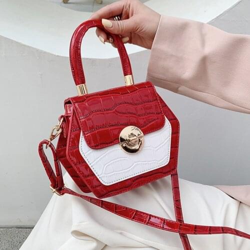 Stone Pattern Leather Crossbody Bag for Women 2021 Summer Trend Splicing Handbag Female Brand Design Fashion Travel Shoulder Bag
