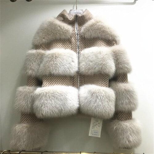 Fur Coat Women Winter 2021 Thick Warm Imitation Fox Fur Stand Collar Cropped Jacket Lady Fashion Street Overcoat Chaquetas Mujer