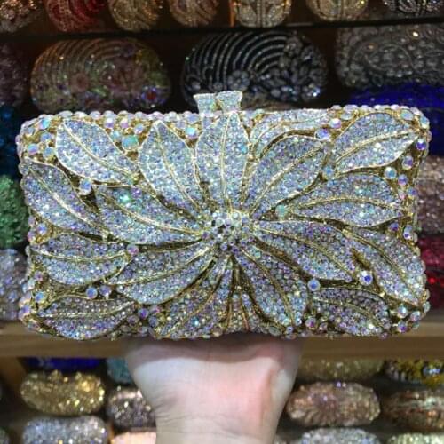 XIYUAN BRAND purple evening bag Luxury crystal Clutch bag gold rhinestone bag party purse Female pochette women wedding wallet