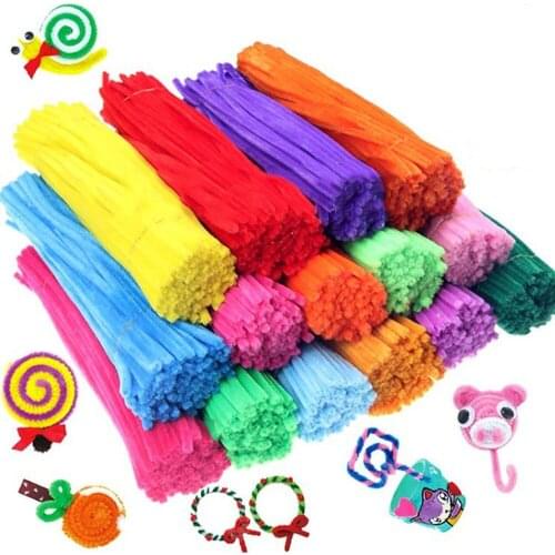 100Pcs Children Babies Kids DIY Plush Shilly Chenille Stick Craft Children Kid Pipe Cleaner Stems Craft Creative Educational Toy