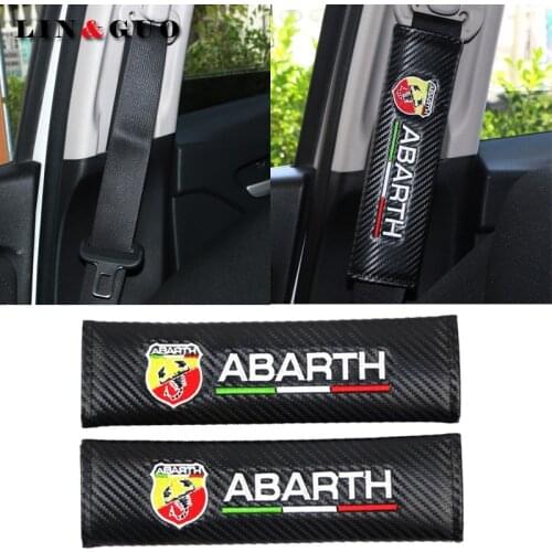 2PCS Car carbon fiber Safety Belt embroidery pattern covers seat belt case for fiat punto abarth 500 stilo ducato palio bravo