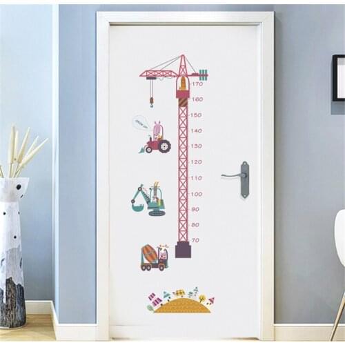 2021 Large Pink Tower Crane Height Sticker DTY Kids Room Bedroom door Height Meter Wall Stickers Nursery Decor Cartoon Animal