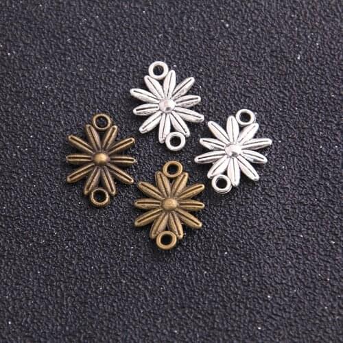 30PCS 14*20mm Charms Flower Mini Plant Connector Jewelry Metal Alloy DIY Handmade Material Finding
