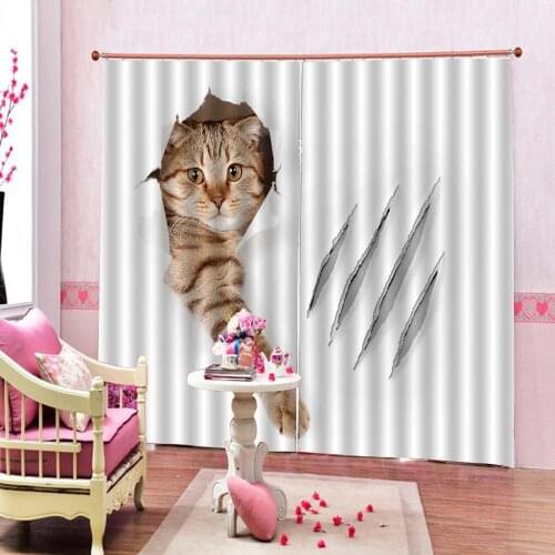3D Digital Print curtains Customized size Luxury Blackout 3D Window Curtains For Living Room animal cat curtains