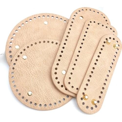 5pcs PU Leather DIY Knitting Bags Bottom Mat Pad Crochet Bag Making Insert Base