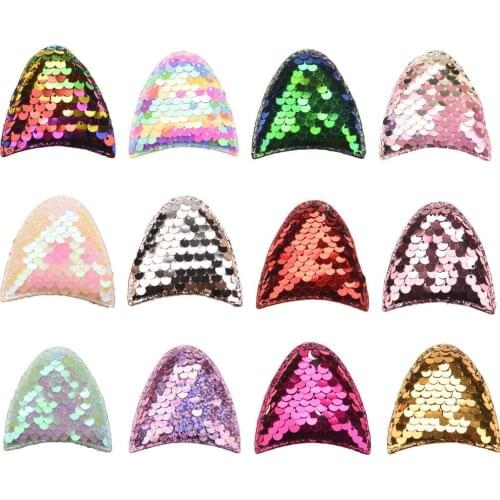 500PCS Boutique Cat Unicorn Accessories Sequin Hair accessories for Kids Girls Hair bows Fashion Ears No Hairbow Hairclips