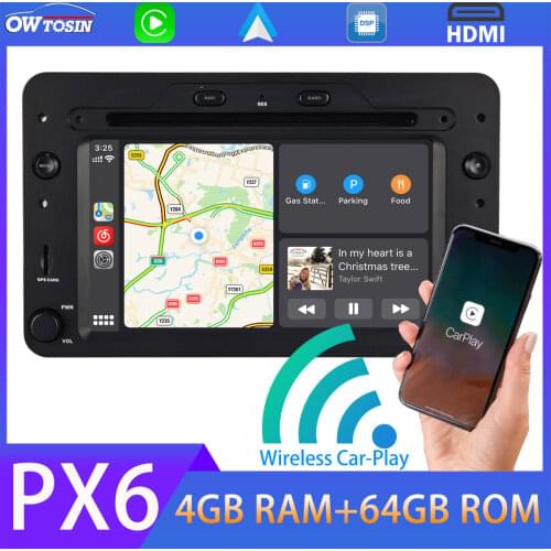 6.2" PX6 4G+64G GPS Navigation Wireless Carplay Car Multimedia Player For Alfa Romeo 159 939 Spider Brera 2006-2011 Radio 5*USB