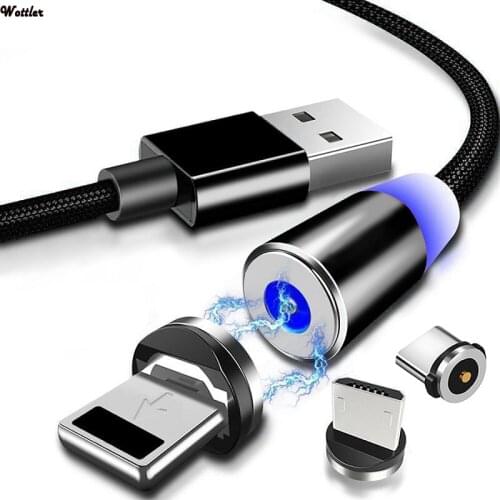 Round Magnetic Cable plug 8 Pin Type C Micro USB C Plug Fast Charging Phone Magnet Charger Adapter For iPhone 1m Charger Cord