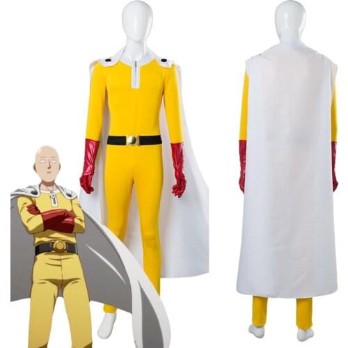 Anime One Punch Man Cosplay Saitama Costume Jumpsuits Outfit Full Sets Custom Made Halloween Carnival Suit