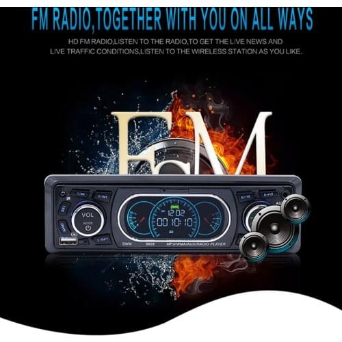 Bluetooth Vehicle Car MP3 Player Stereo Audio Player with FM Radio AUX TF Card U Disk Play Built-in Microphone Remote Control