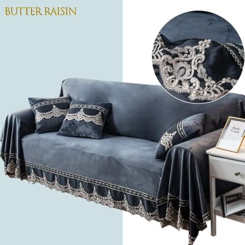 Velvet Sofa Couch Cover For Living Room Lace Sofa Towel Large Size Slipcover Single Double Three Four Seaters Bedspread