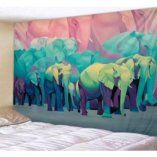 Colorful elephant tapestry creative illustration hippie bohemian wall decoration mandala wall hanging living room decoration