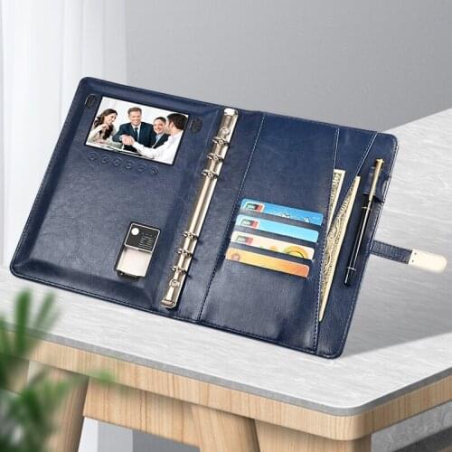 Factory Customizable 16GB Memory 4.3 Screen MP4 LCD Display PU Leather Power Bank Charging Notebook A5