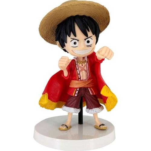 One Piece Action Figure Anime Luffy PVC 15CM Q Version Statue Collection Red Cloak Desktop Decoration Toys For Children Figma