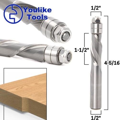 Wood milling cutters woodworking tools cnc Two Flute Flush Trim Router Bits Bearing for wood Solid carbide tipped 1/2 shank