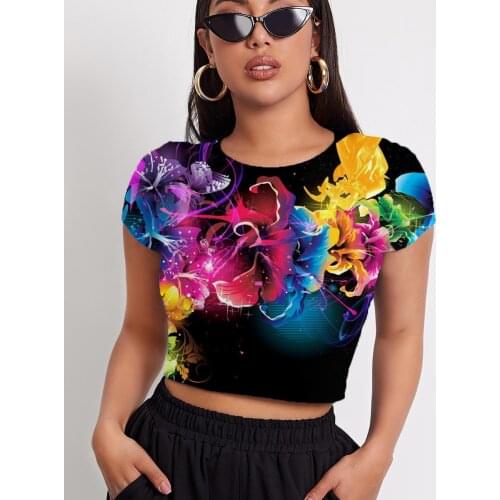 3d Tshirt Flower T shirt Women Colorful Tshirts Casual Graffiti T-shirts 3d Butterfly Shirt Print Womens Clothing Summer New