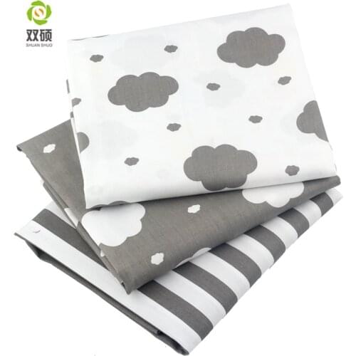 Gray Clouds Print Cotton Fabric Cotton Fat Qarters Bundle Fabric For Home Decoration Cloth Patchwork Crafts 40*50 15PCS/LOT