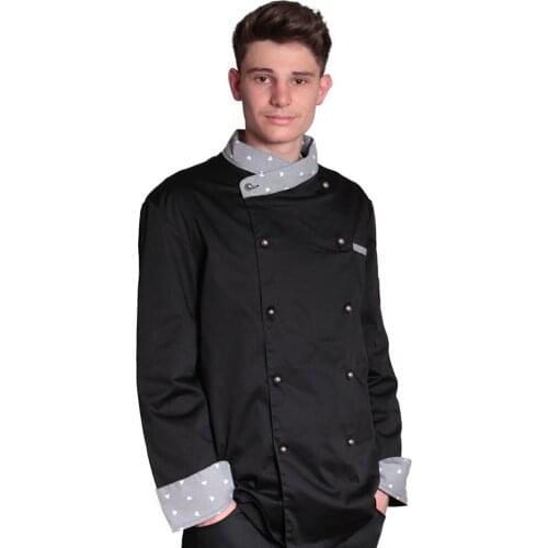 Kitchen cook chef hearts pastry cake cotton jacket coat buttons