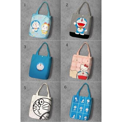 IVYYE Happy Doraemon Fashion Anime Foldable Canvas Shopping Bag Casual Shoulder Bags Customized Tote Handbag Lady Girls New