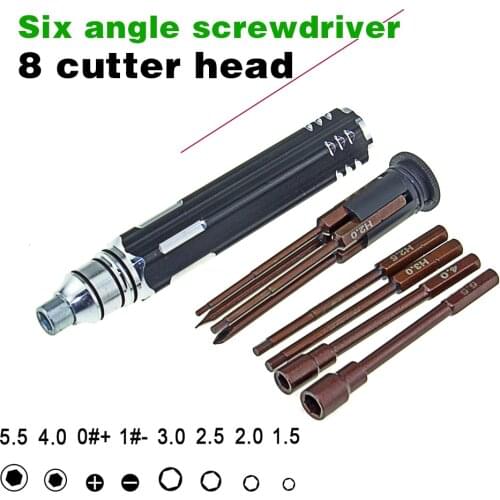 Pocket 8 in 1 Screwdriver Hobby Tools Kit 8 Cutter For RC Car Drone Plane Hex Philip Spanner Socket Hexagon H1.5 H2.0 H2.5 H3.0
