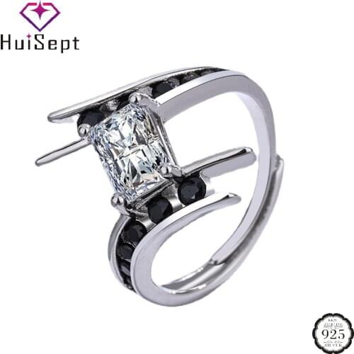 HuiSept Trendy Ring for Women 925 Silver Jewelry Accessories with Zircon Gemstone Open Finger Rings Wedding Party Gift Wholesale