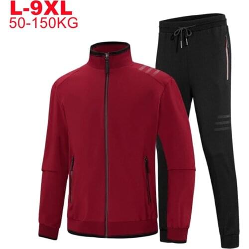 Mens Sets Autumn Winter 2 Pieces Sweatsuit Men Plus Size Jacket Pants Track Suits Male Mens Tracksuit Extra Large Size 9xl