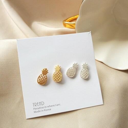 Cute Pineapple Clip On Earrings Without Piercing Matte Gold Sliver Fruit Ear Clips for Women Girl Gift Fashion Jewelry Wholesale