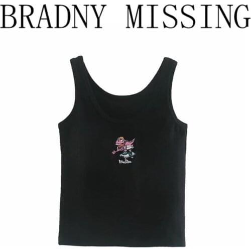 Sweet Women O Neck Slim Vest 2021 Summer Fashion Ladies High Street Sexy Vest Female Embroidered All-match Sling Top