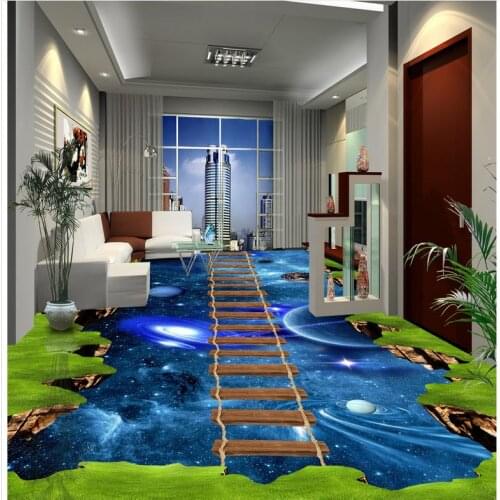 World 3D stereoscopic wallpaper floor Custom photo floor wallpaper 3d waterfall Custom Photo self-adhesive 3D floor